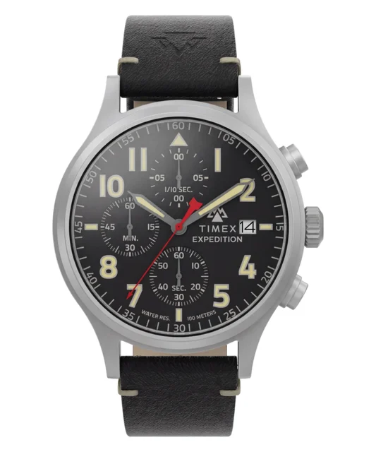 Timex Expedition® Sierra Chronograph 43mm Leather Strap Watch TW2Y89200 kol saati