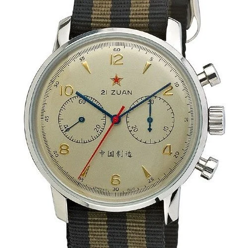 Seagull 1963 Scratch and Dent - Hand Wind Mechanical Chronograph with Goldtone Dial #6488-2901C 9 SND579 42 mm kol saati
