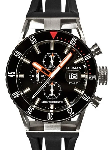 Locman Montecristo 200 Meter Quartz Chronograph Dive Watch with 44mm Case #512BKORBK 44 mm kol saati
