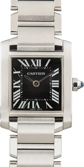 Cartier Tank Francaise Ref W51026Q3 Black Roman Dial kol saati