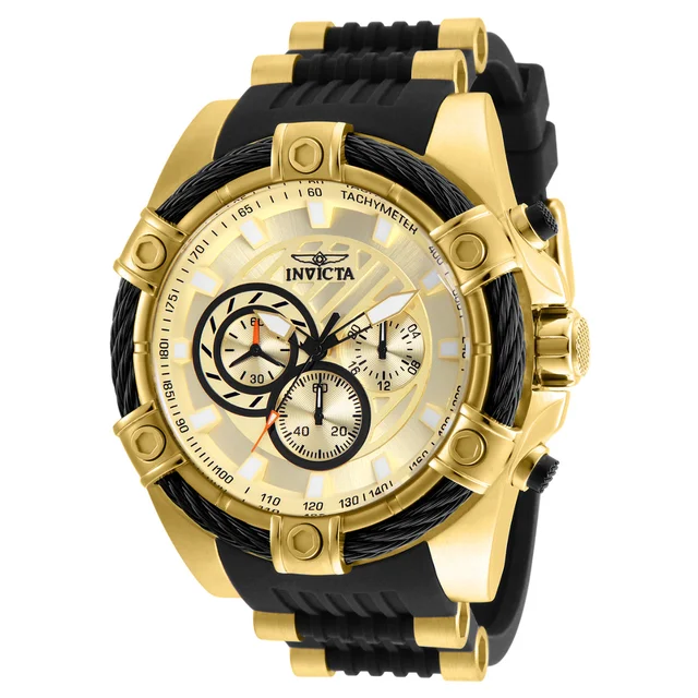 Invicta Bolt Girdex Watch - 52mm. Gold, Black (25526) kol saati