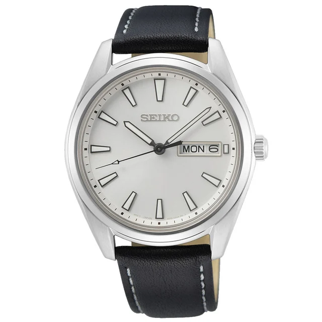Seiko Day-Date Quartz Watch with Silver Color Dial SUR447 kol saati