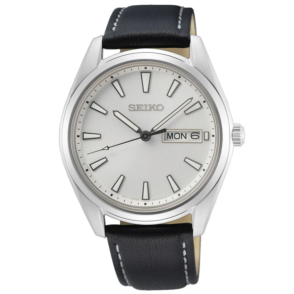 Seiko Day-Date Quartz Watch with Silver Color Dial SUR447 40 mm kol saati
