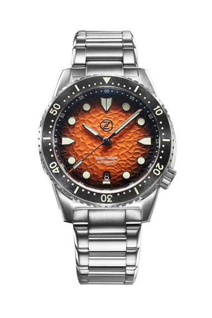 Zelos Mako 300m Diver 'Hammered Orange' kol saati