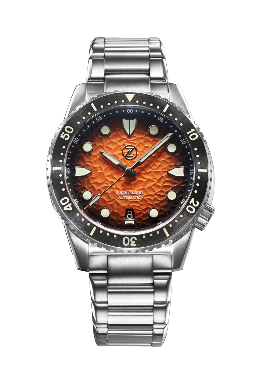 Zelos Mako 300m Diver 'Hammered Orange' 40 mm kol saati