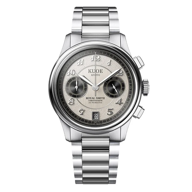 Kuoe ROYAL SMITH 90-012 Automatic Chronograph with Panda Dial #RS90012-PA-FLAT kol saati