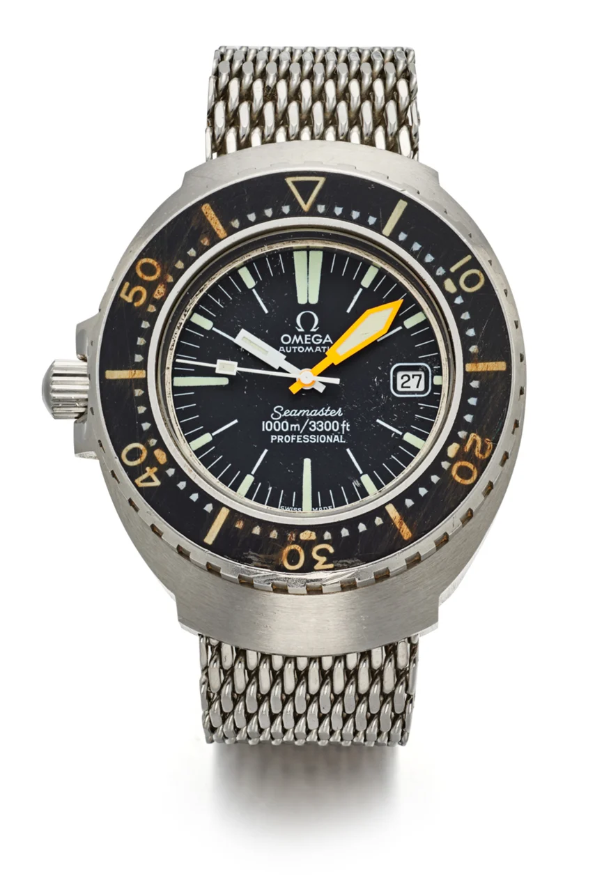 OMEGA OMEGA REF. 166.093, LARGE DIVER’S, CENTRE-SECONDS, DATE, BLACK DIAL AND REVOLVING BEZEL; “SEAMASTER 1000 M / 3300 FT PROFESSIONAL” SO-CALLED “PLOPROF”; STAINLESS STEEL kol saati