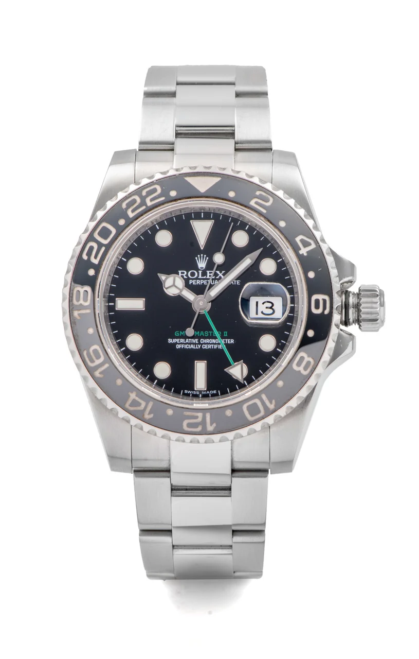 Rolex Ref. 11671 OLN, self-winding, date, AM-PM indication, two-time zone; “GMT-Master II”; stainless steel kol saati