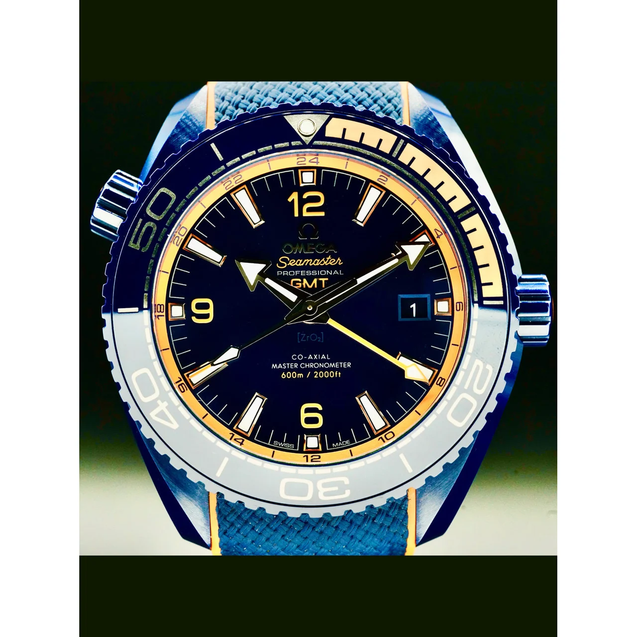 OMEGA Planet Ocean 600M Co-Axial Master Chronometer GMT 45.5mm 215.92.46.22.03.001 210000033248 45.5 mm kol saati