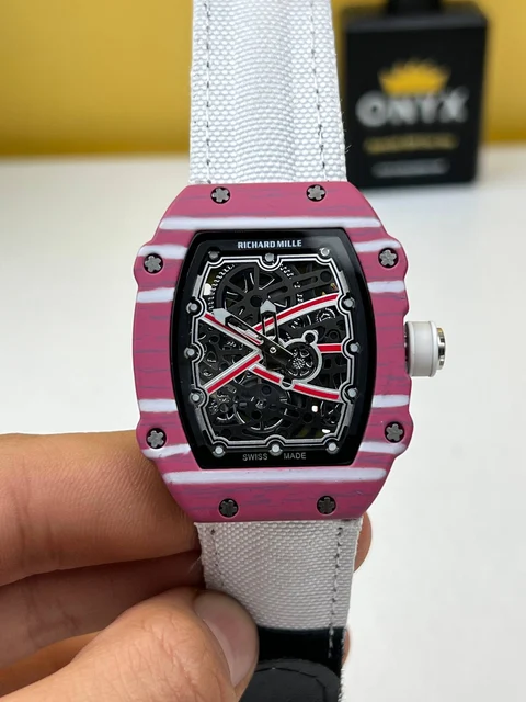 Richard Mille Pink in White Strap Skeletonized Dial Richard Mille RM 67-02 Pink in White S