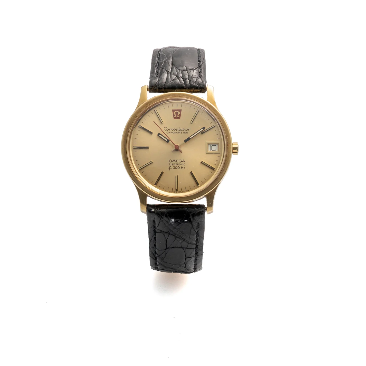 OMEGA Ref. 198.003, quartz, centre-seconds, date; “Electronic F 300”; 18K yellow gold kol saati