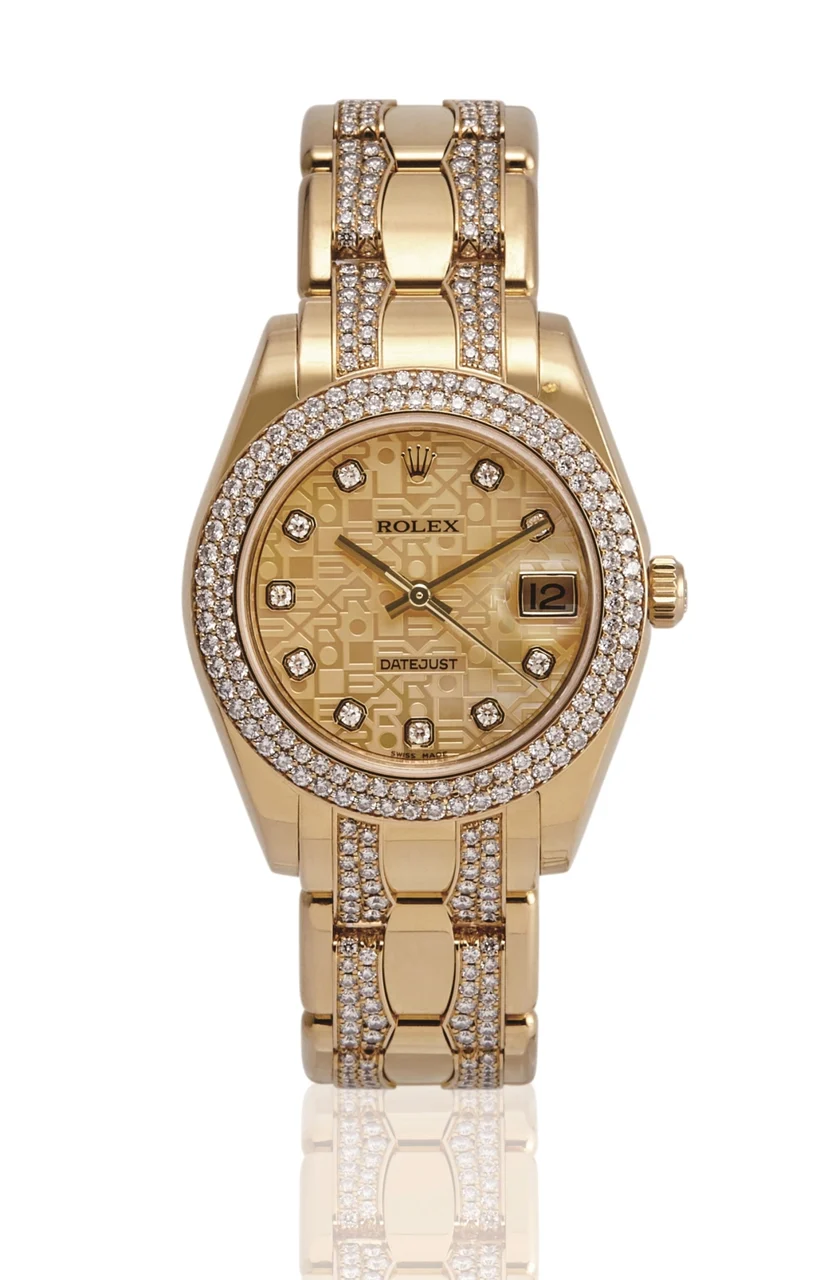 Rolex Datejust Pearlmaster Yellow Gold Diamond Arabesque With Date ( ) 81338 kol saati