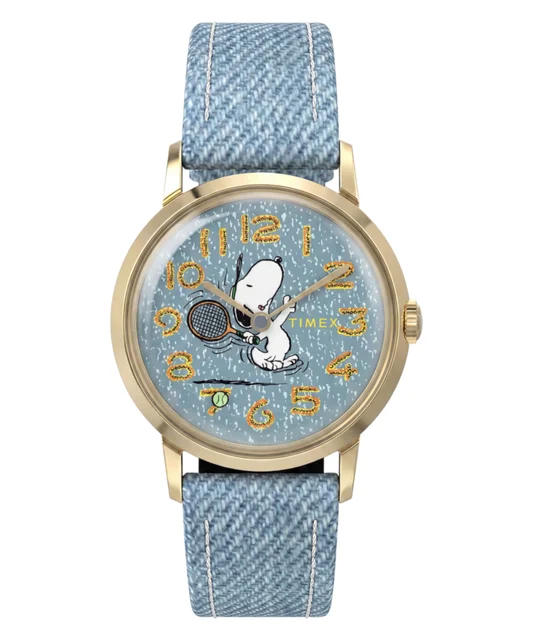 Timex Peanuts® x Marlin® 1965 Reissue Inspired Snoopy Tennis 34mm Fabric Strap Watch TW2Y1