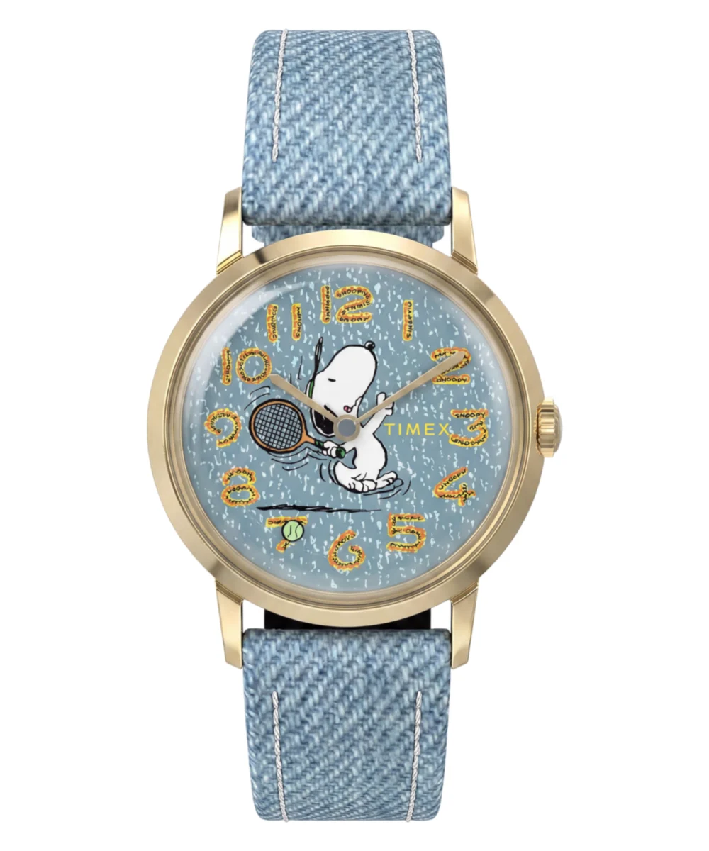 Timex Peanuts® x Marlin® 1965 Reissue Inspired Snoopy Tennis 34mm Fabric Strap Watch TW2Y12500 34 mm kol saati