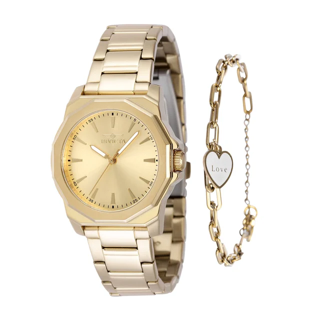 Invicta Speedway Coeurlyn Watch - 34mm. Gold With Bracelet Set (48579) kol saati