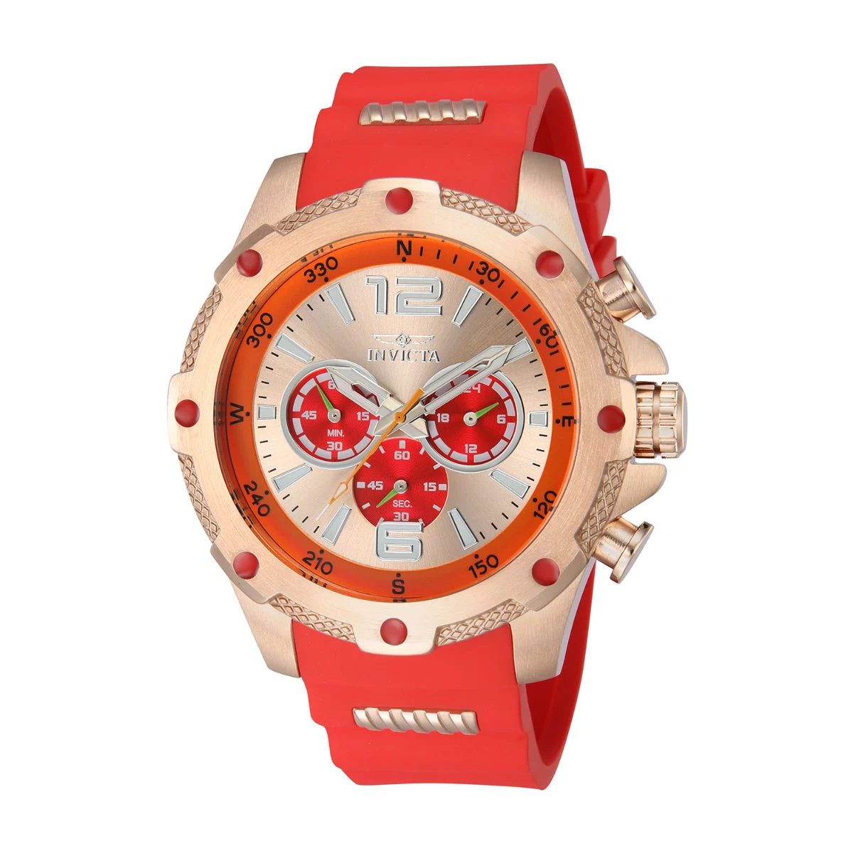 Invicta I-Force Axis Watch - 50mm. Rose Gold, Red (43004) 50 mm kol saati
