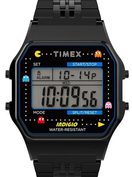 Timex PAC-MAN 34mm PVD Stainless Steel Bracelet Watch #TW2U32100YB kol saati
