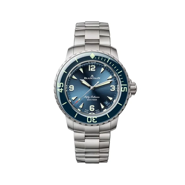 Blancpain Fifty Fathoms Brushed Titanium 38mm - Blue on Bracelet 5007-12B40-098S kol saati
