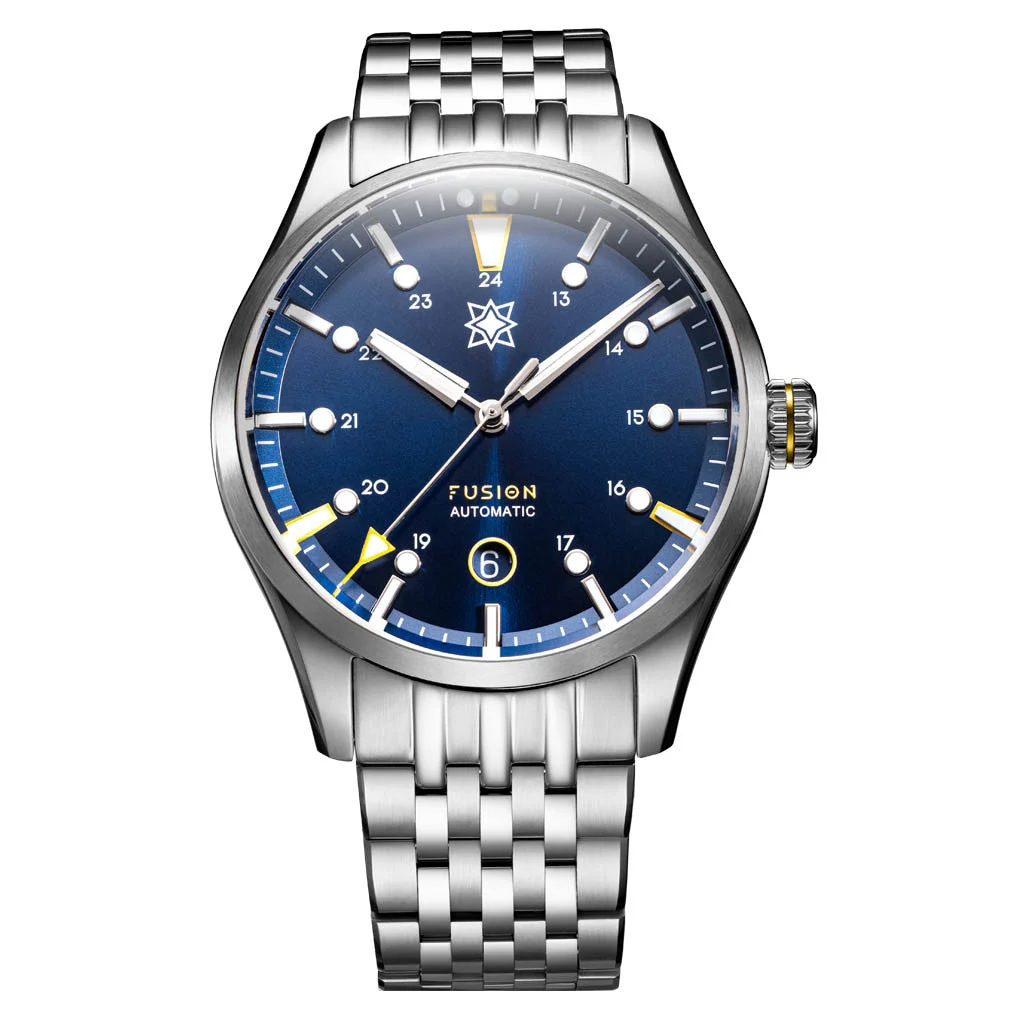 Second Hour Fusion Mk1 Watch with Navy Dial #SEC-HOU-21 47 mm kol saati