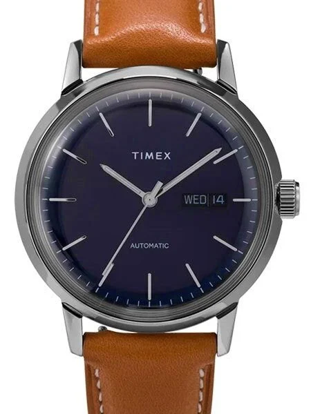 Timex Marlin 21-Jewel Automatic Watch with Stainless Steel Case and Dark Blue Dial #TW2U38