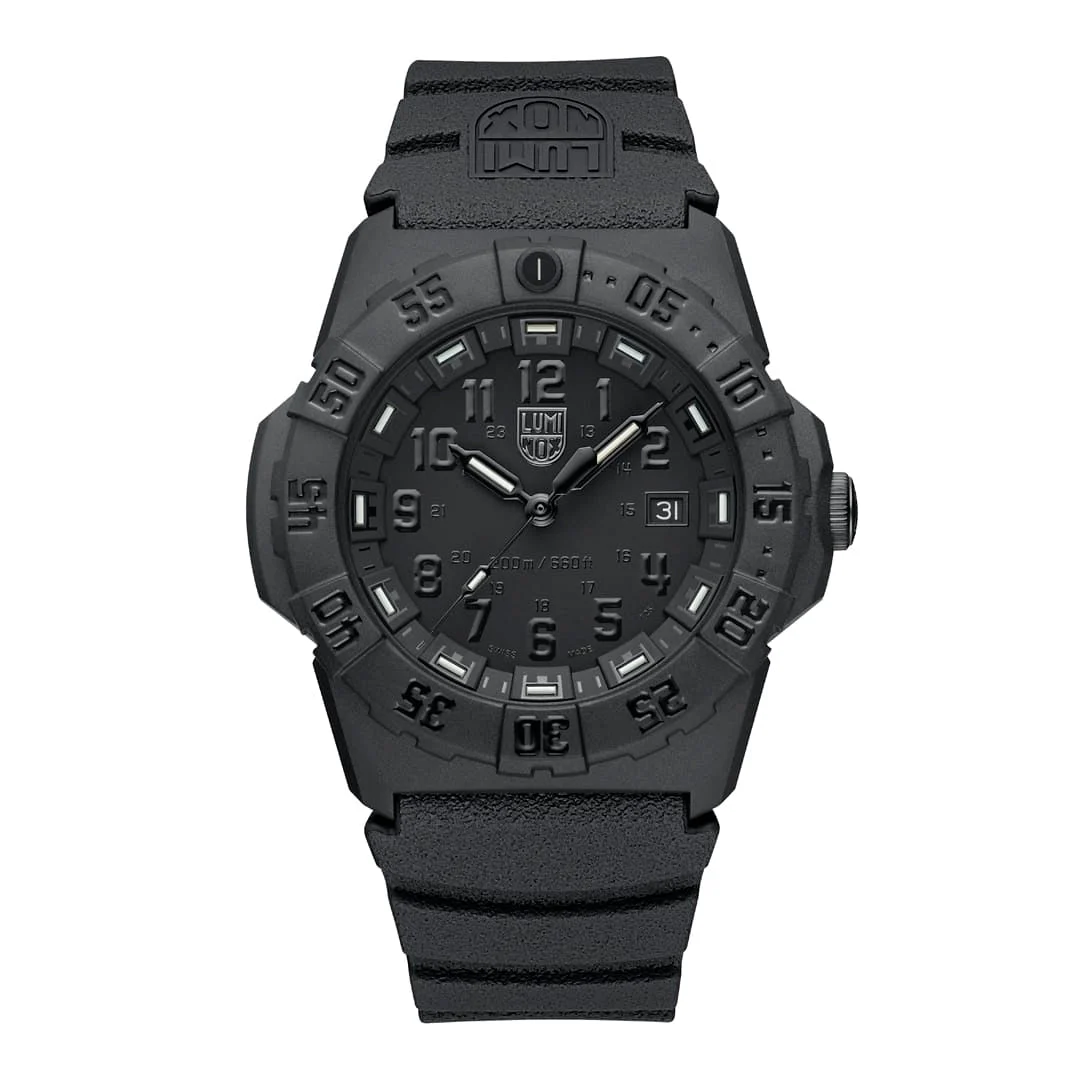 Luminox Navy SEAL 3550, 44 mm, Military Dive Watch, Blackout XS.3551.BO 44 mm kol saati