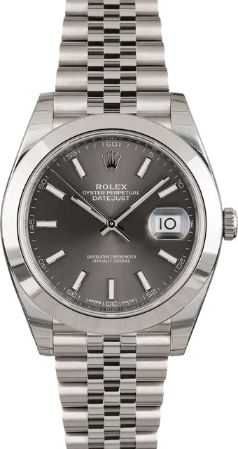 Rolex Factory Stickered Datejust 41 Ref 126300 Rhodium 126300RSJ kol saati