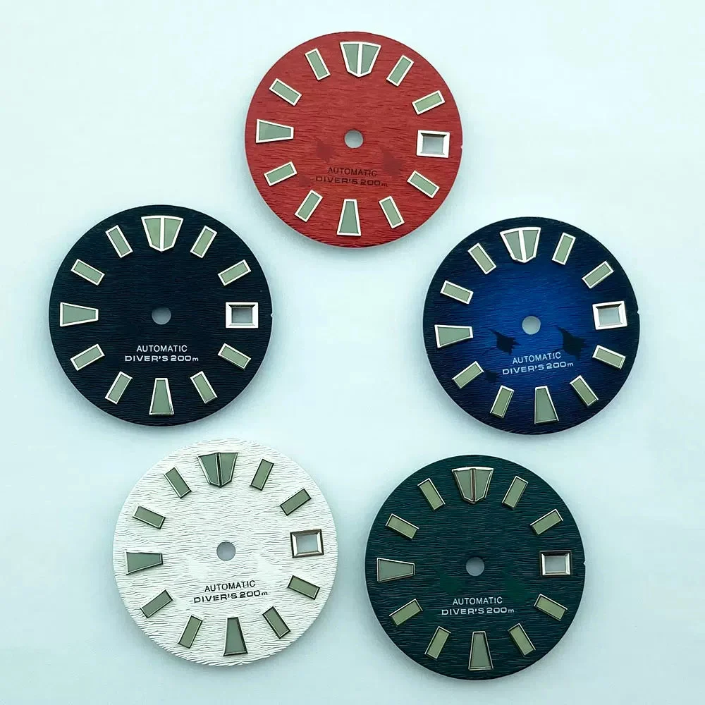 Tandorio watch dial green luminous light for NH35 NH36 MOVT movement half sterile Scripts above 6 5684959707147 29 mm kol saati
