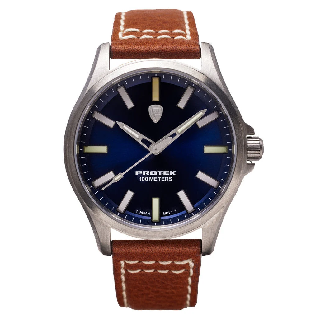 Protek Titanium Field Watch 3000 Series with Tritium T100 Tubes and Blue Dial #PT3003 kol saati