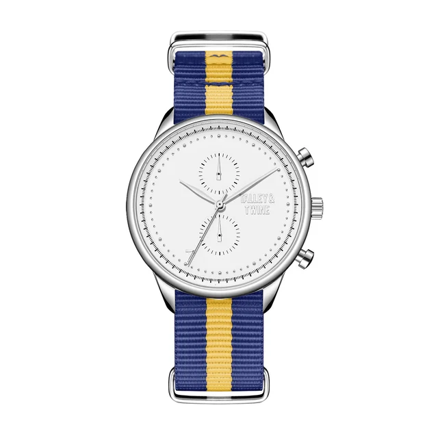 Talley & Twine Watch Company W-wht-blugld-canvas kol saati