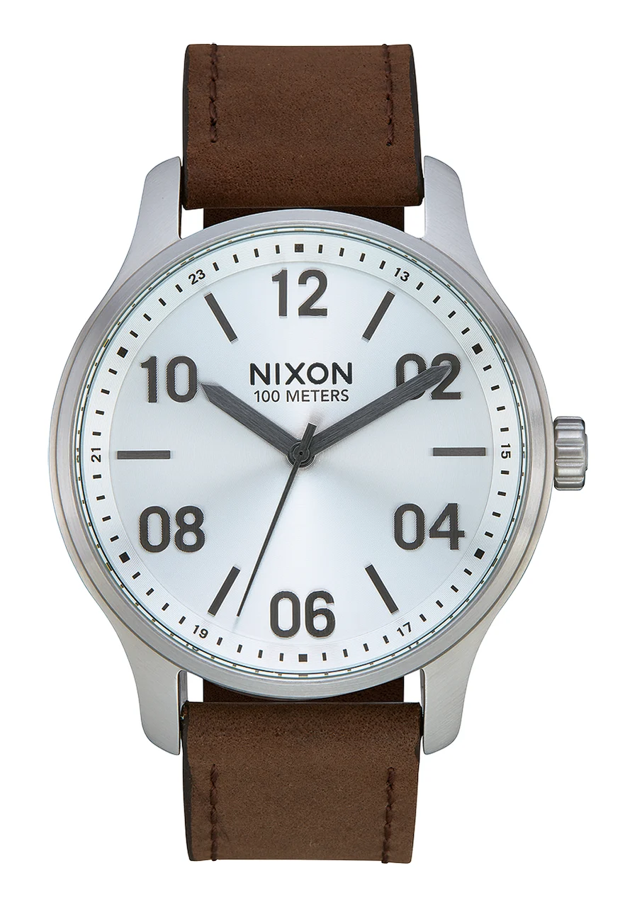 Nixon US Patrol Leather - Silver / Brown A1243-1113-00 kol saati