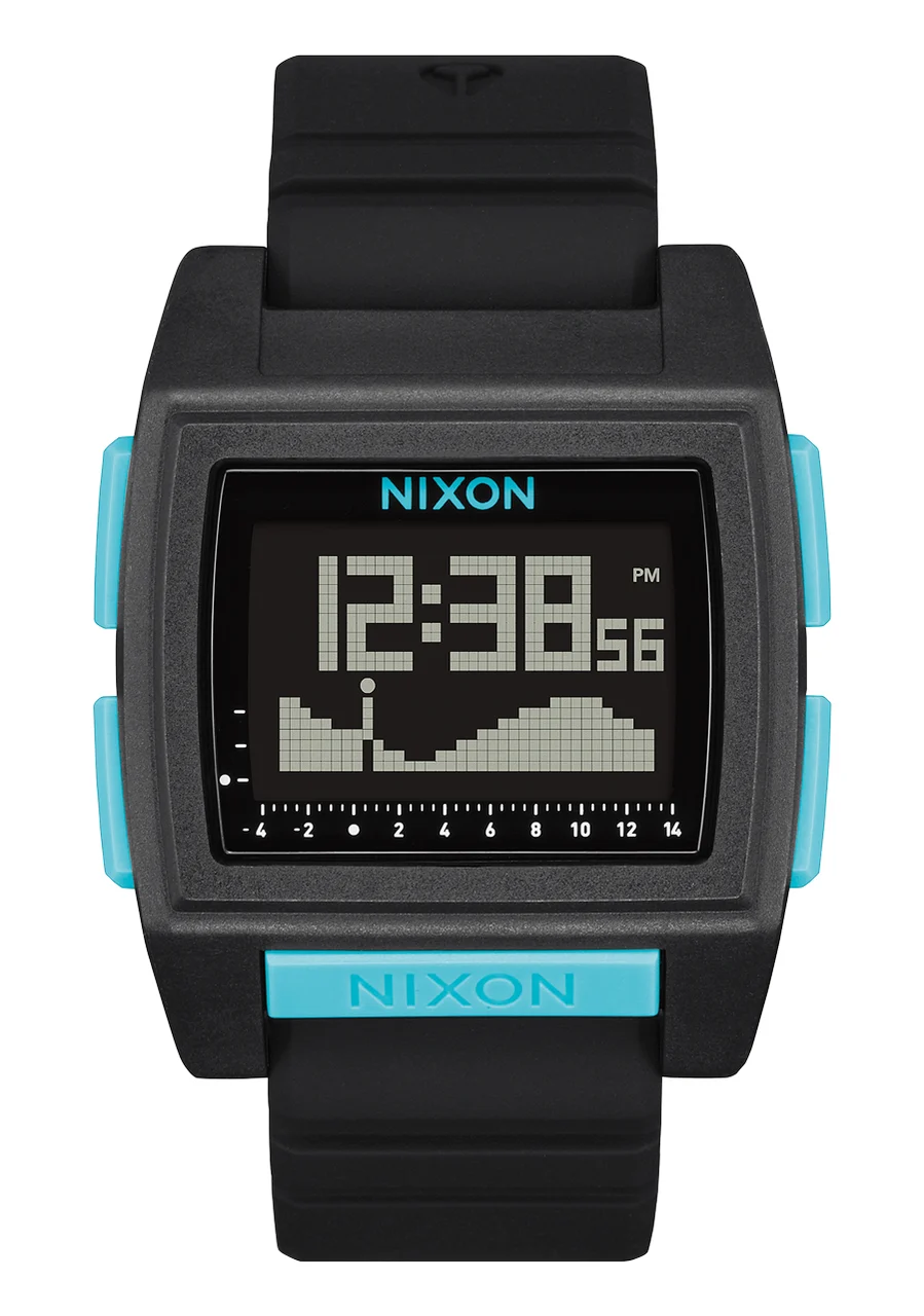 Nixon US Base Tide Pro - All Black / Blue A1307-602-00 42 mm kol saati
