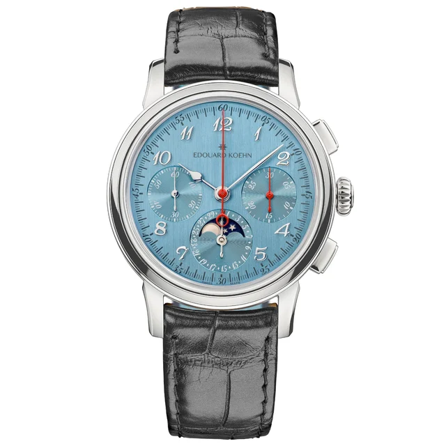 Edouard Koehn Legacy Moonphase Chronograph Ice Blue Limited Edition EK-CHR12SS-IB-ASBK kol