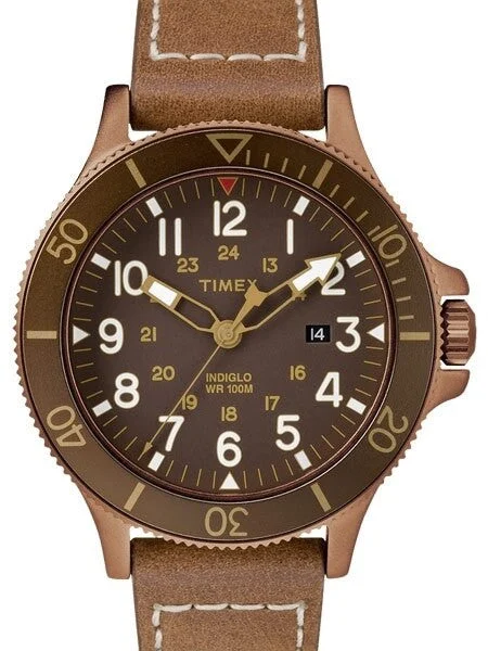 Timex Allied Coastline Quartz Watch with Brown Dial and INDIGLO Night-Light #TW2R45700VQ k