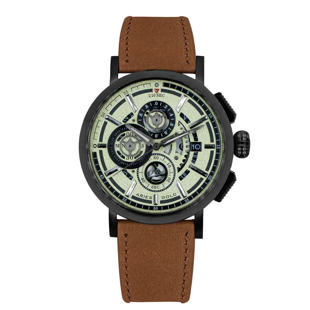 Aries Gold Bk-bei G 7018 BK-BEI 44 mm kol saati