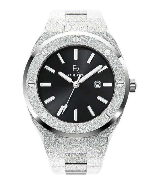 Paul Rich Silver Black PR68Frosted Silver Black kol saati