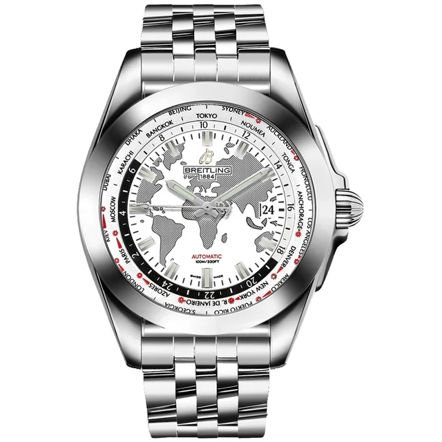 Breitling Galactic Unitime WB3510U0 44MM White Dial Stainles kol saati