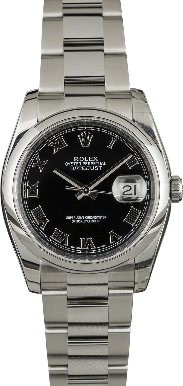 Rolex Datejust 116200BKRO Roman Dial 36 mm kol saati