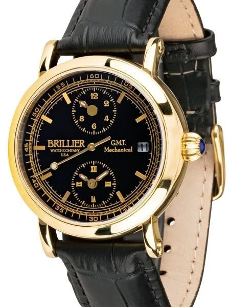 Brillier GMT Dual-Time Watch with 38mm Case Size and Onion Crown #BR-14 kol saati