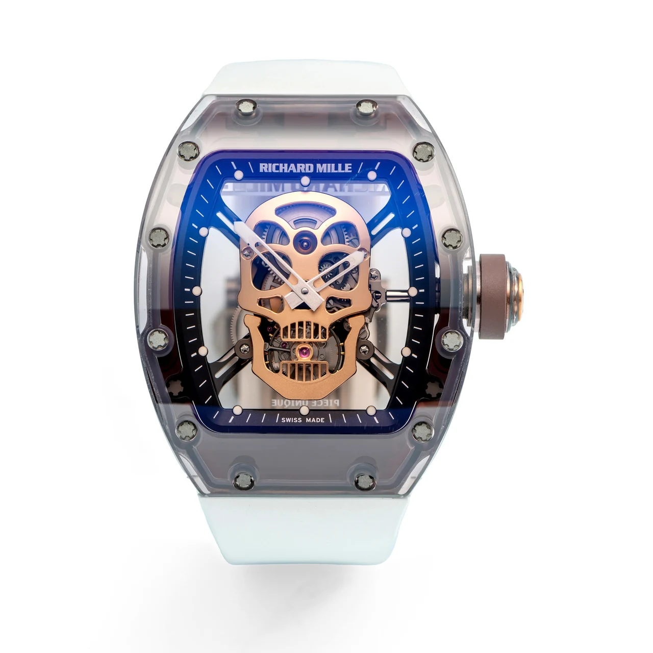 Richard Mille RICHARD MILLE REF. RM 52-01, ONE-MINUTE TOURBILLON REGULATOR; "SKULL TOURBILLON" SO-CALLED "THE VANITAS VANITATUM", PIECE UNIQUE; BROWN SAPPHIRE-CRYSTAL kol saati