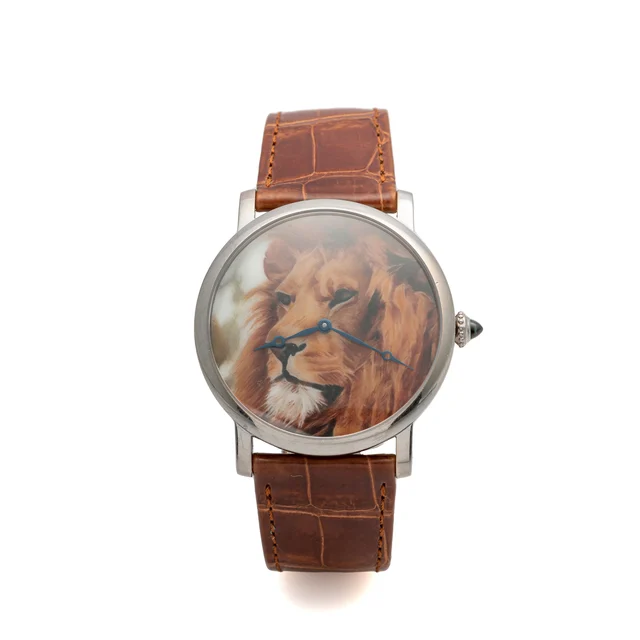 Cartier CARTIER, REF. 3453, ROTONDE, HAND PAINTED "LION" DIAL, No. 01, WHITE GOLD kol saat