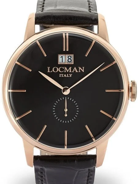 Locman Collection Big Date Quartz Dress Watch with 41mm Case #0252V09-RGBKRGPK kol saati