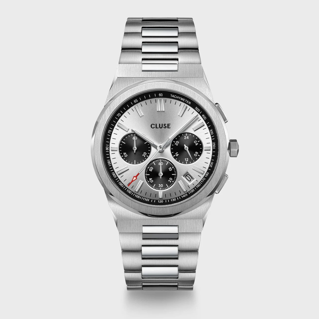 CLUSE Vigoureux Chrono Watch Steel, Black, Full Silver Colour CW20807 40 mm kol saati