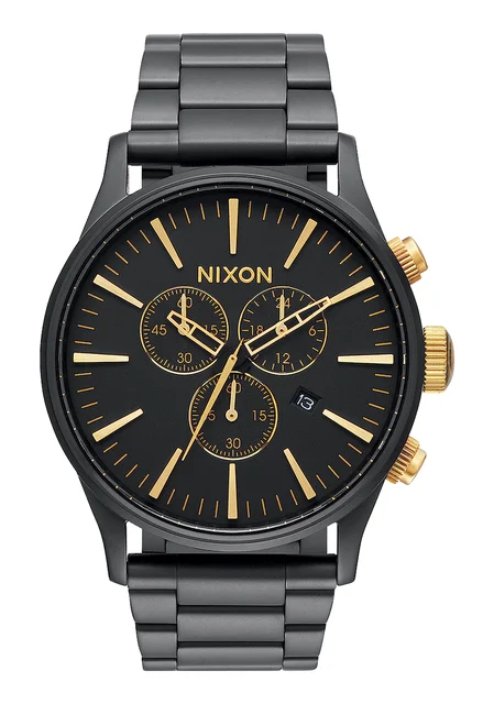 Nixon US Sentry Chrono - Matte Black / Gold A386-1041-00 kol saati