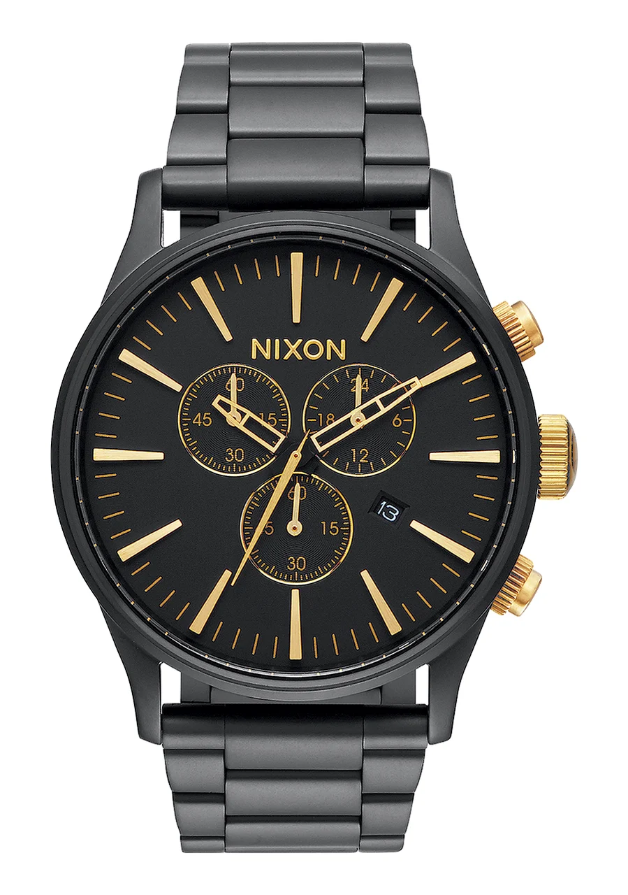 Nixon US Sentry Chrono - Matte Black / Gold A386-1041-00 kol saati