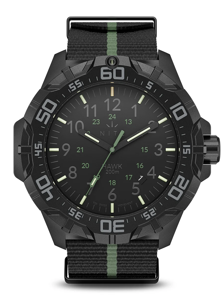 Nite Watches HAWK231BWC2CT25GREEN 51 mm kol saati