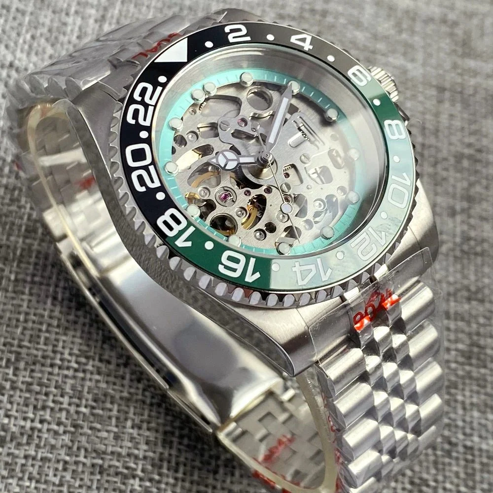 Tandorio Watches Tandorio 40mm NH70A Dive Watch 20ATM Skeleton Sapphire Glass Back TD301 14:200005100#blue hand A;5:56964930#glass back 40 mm kol saati