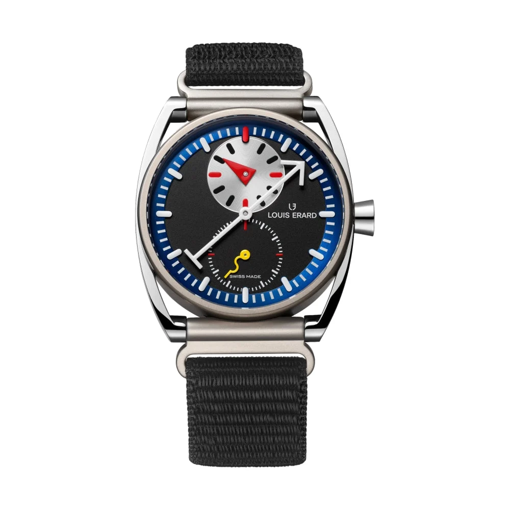 Louis Erard Regulateur x Alain Silberstein US Limited Edition 40mm - Black on Fabric Strap 85358TT15.BTT82 40 mm kol saati