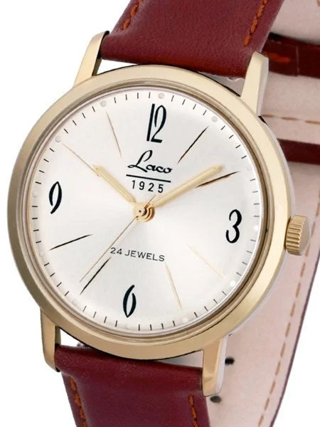Laco Vintage Automatic Goldtone Watch with Domed Acrylic Crystal #861779 kol saati