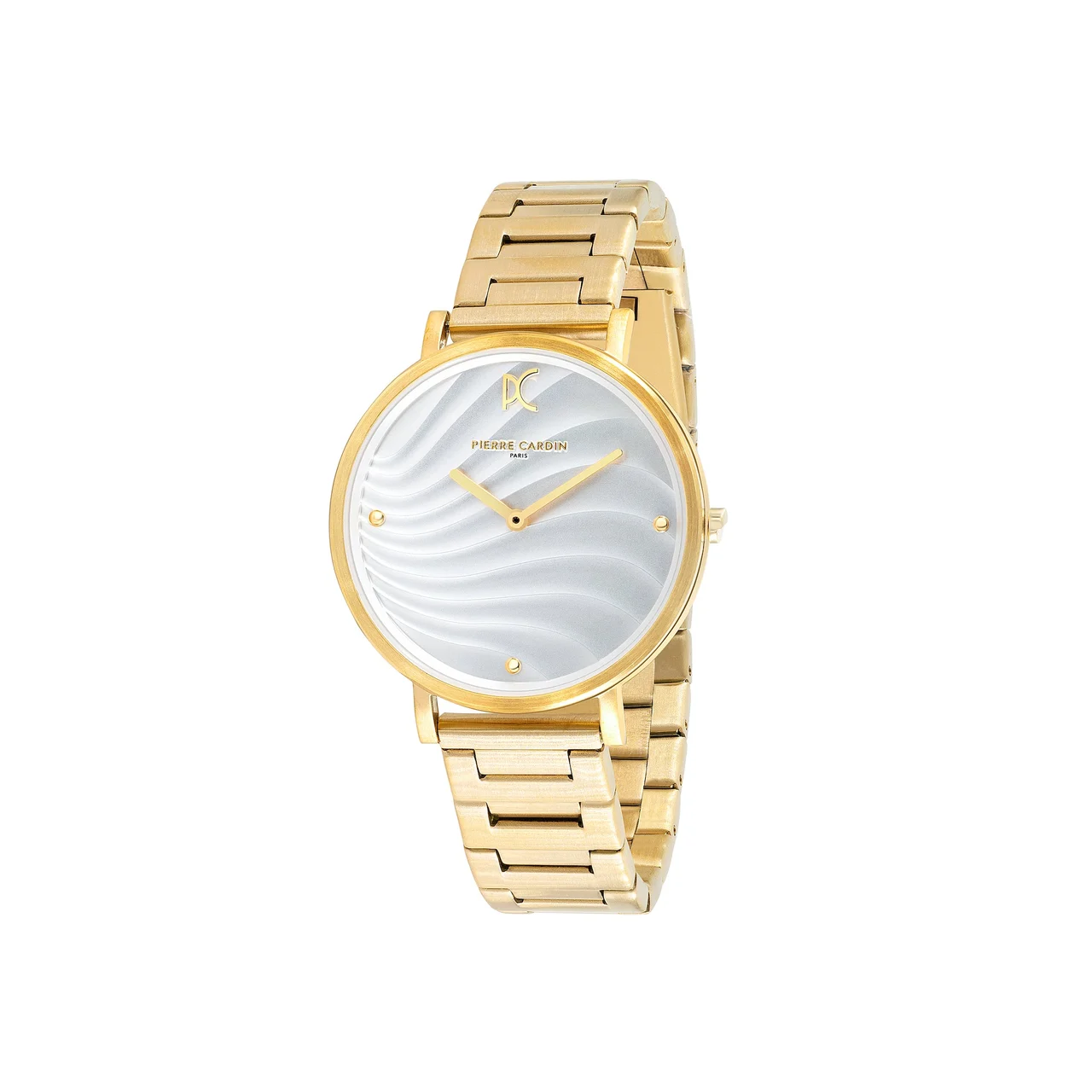 BELLEVILLE Patterned Dial Gold Watch with Metal Link Strap CBV.1138 36 mm kol saati