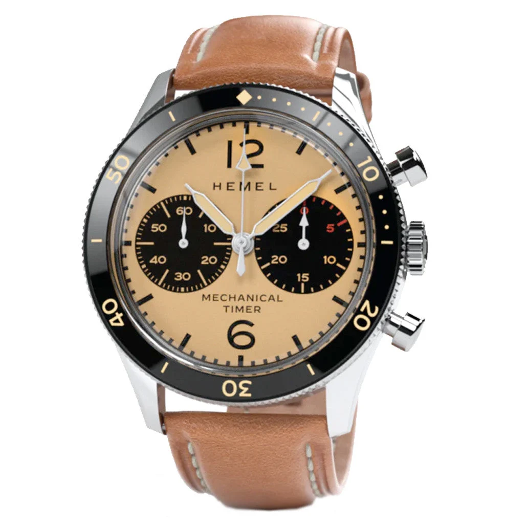 Hemel Air Defense Mechanical Chronograph with Full Lume Dial #HF22IV 40 mm kol saati